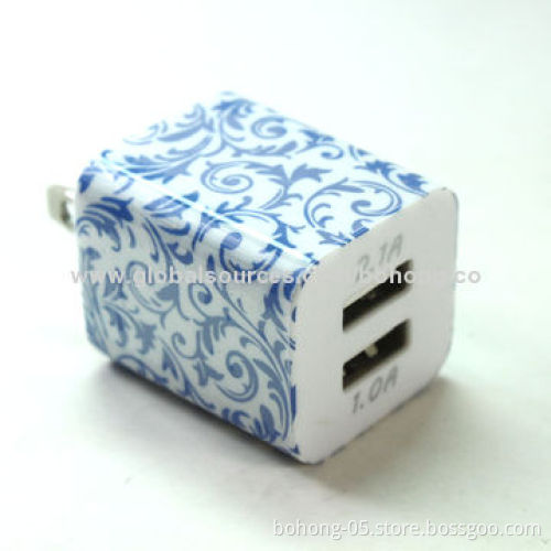 Double USB Design Travel Chargers, 5V/1,500mAh, Two USB Charging Port, Can do Your PWN Design